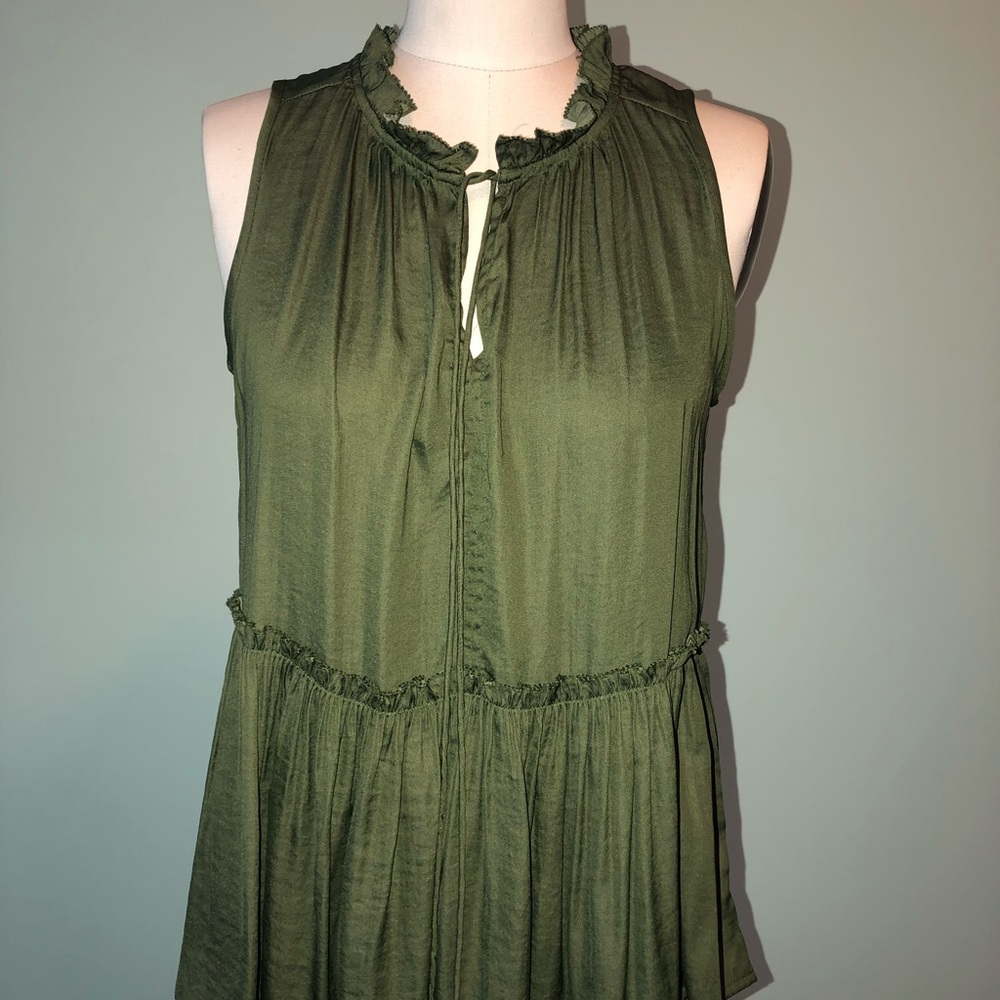 Olive Green Pleated Top